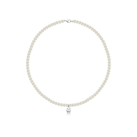 Collana Le Perle Bimba con Diamante Oro Bianco-Girocolli-LE BEBE'-Gioielleria Granarelli