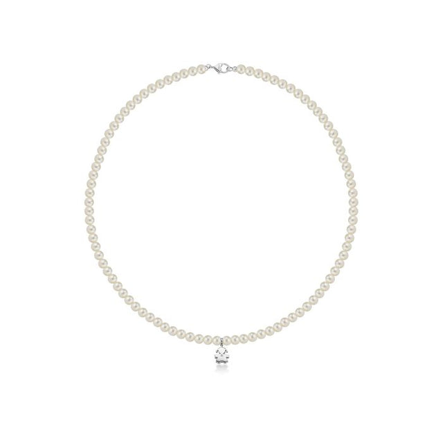 Collana Le Perle Bimba con Diamante Oro Bianco-Girocolli-LE BEBE'-Gioielleria Granarelli