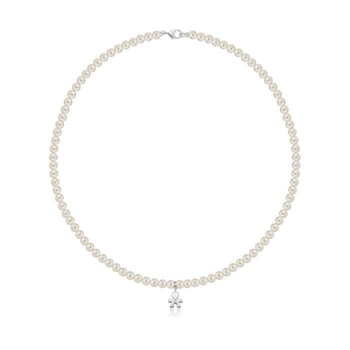 Collana Le Perle Bimbo con Diamante Oro Bianco-Girocolli-LE BEBE'-Gioielleria Granarelli