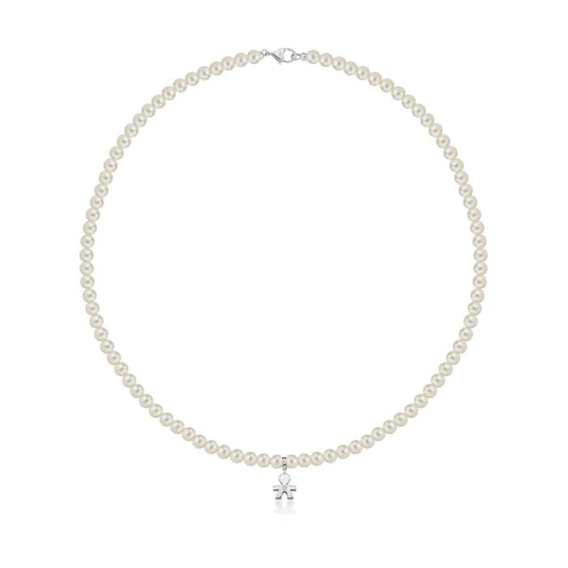 Collana Le Perle Bimbo con Diamante Oro Bianco-Girocolli-LE BEBE'-Gioielleria Granarelli