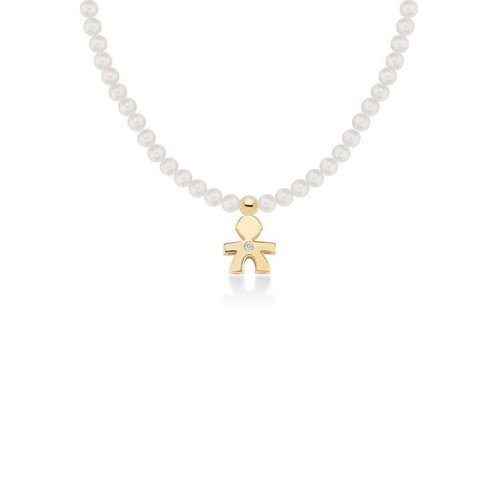 Collana Le Perle Bimbo con Diamante Oro Giallo-Girocolli-LE BEBE'-Gioielleria Granarelli