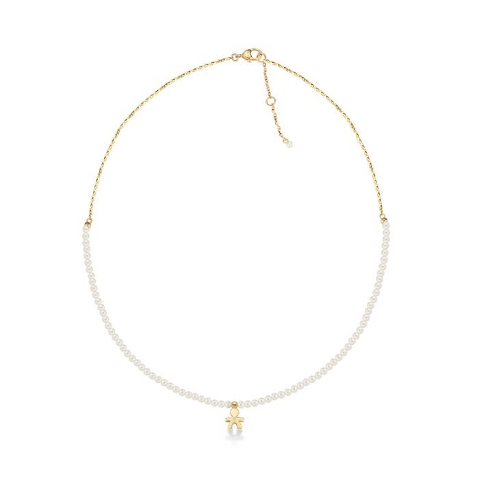 Collana Le Perle Bimbo con Diamante Oro Giallo-Girocolli-LE BEBE'-Gioielleria Granarelli