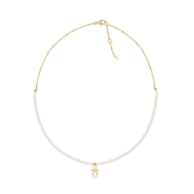 Collana Le Perle Bimbo con Diamante Oro Giallo-Girocolli-LE BEBE'-Gioielleria Granarelli