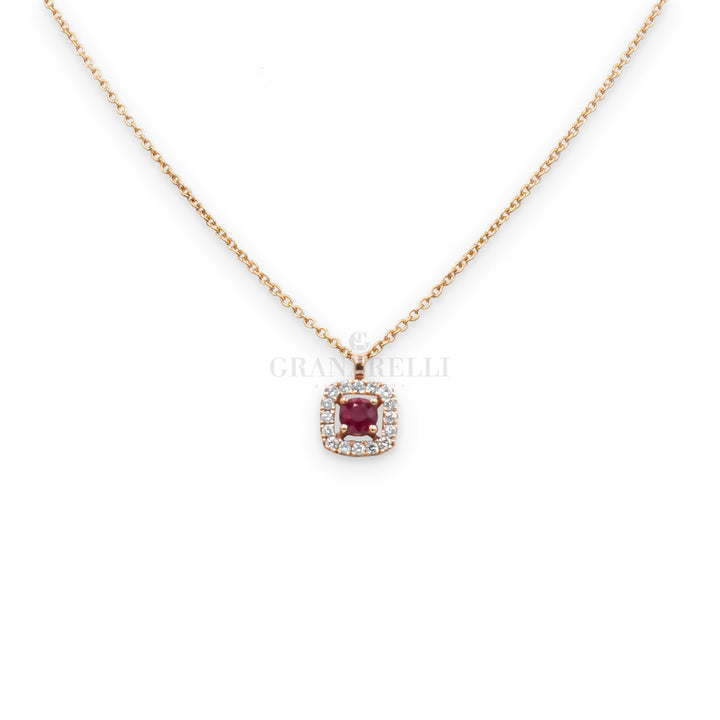 Girocollo Rubino e Diamanti in Oro Rosa-Girocolli-CRIVELLI-Gioielleria Granarelli
