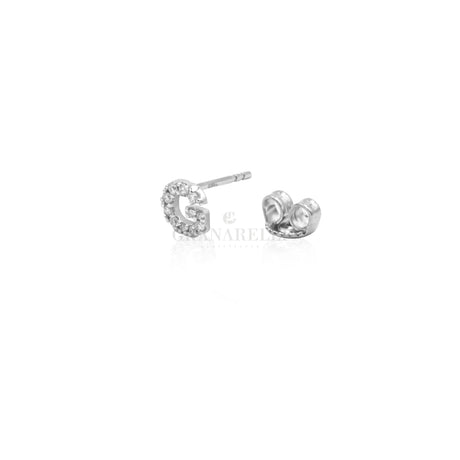 Mono Orecchino Lettera G in Oro Bianco e Diamanti-Orecchini-CRIVELLI- [SKU] -Gioielleria Granarelli