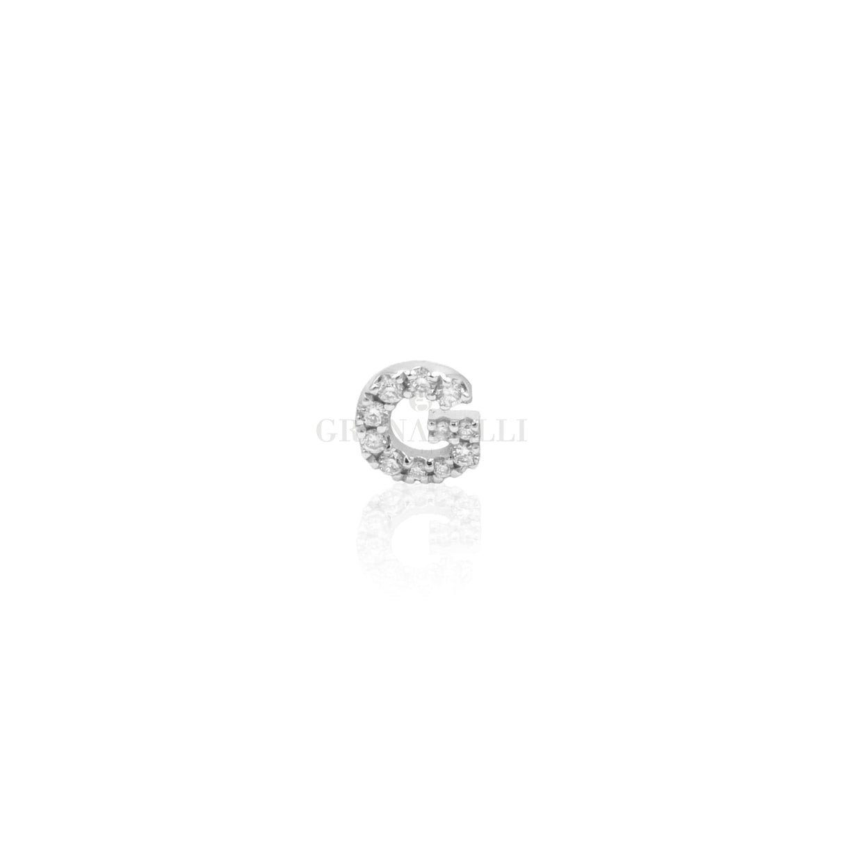 Mono Orecchino Lettera G in Oro Bianco e Diamanti-Orecchini-CRIVELLI- [SKU] -Gioielleria Granarelli