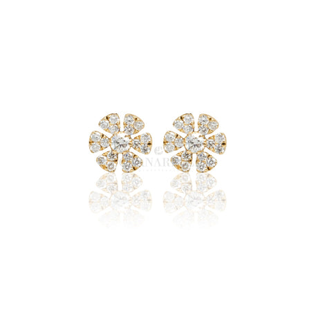 Orecchini Fiore Pavè Diamanti in Oro Giallo-Orecchini-CRIVELLI-Gioielleria Granarelli