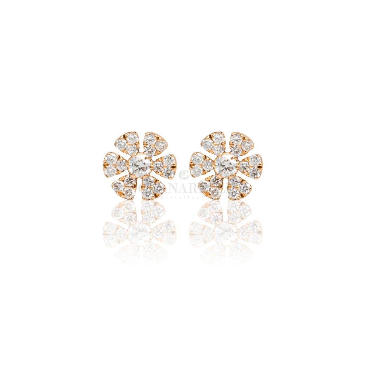 Orecchini Fiore Pavè Diamanti in Oro Rosa-Orecchini-CRIVELLI-Gioielleria Granarelli