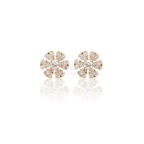 Orecchini Fiore Pavè Diamanti in Oro Rosa-Orecchini-CRIVELLI-Gioielleria Granarelli