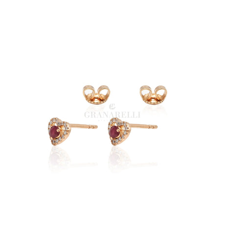 Orecchino Cuore Rubino in Oro Rosa-Orecchini-CRIVELLI-Gioielleria Granarelli