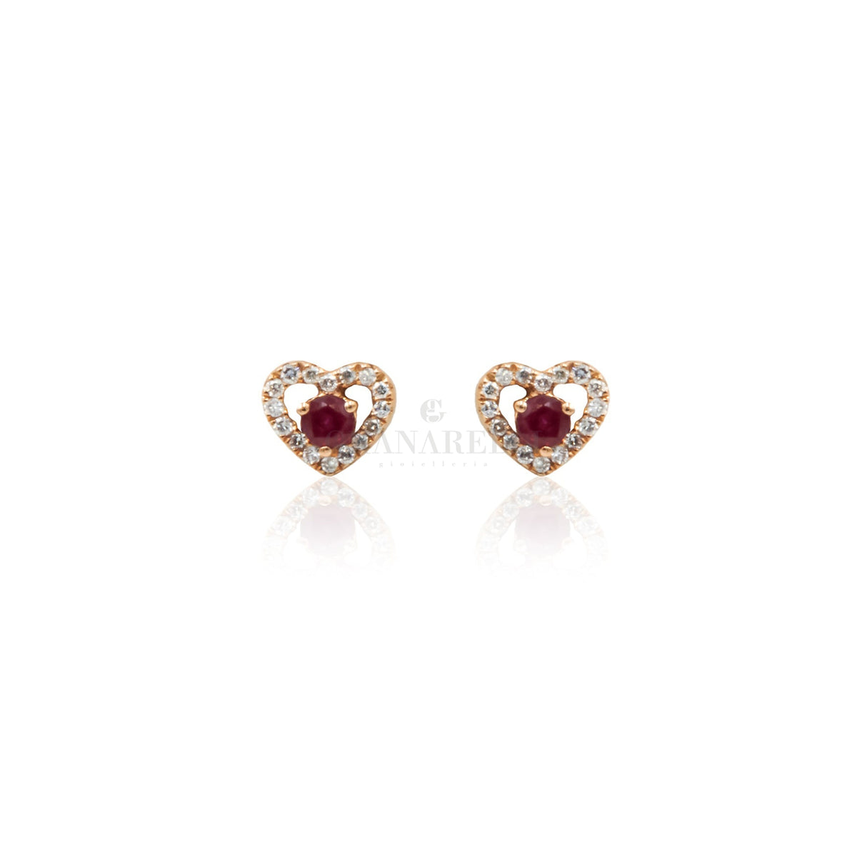 Orecchino Cuore Rubino in Oro Rosa-Orecchini-CRIVELLI-Gioielleria Granarelli