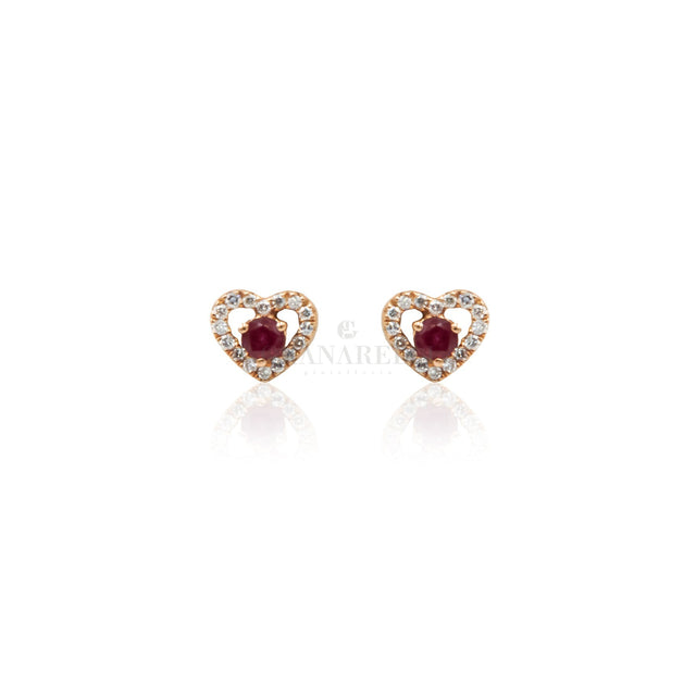 Orecchino Cuore Rubino in Oro Rosa-Orecchini-CRIVELLI-Gioielleria Granarelli